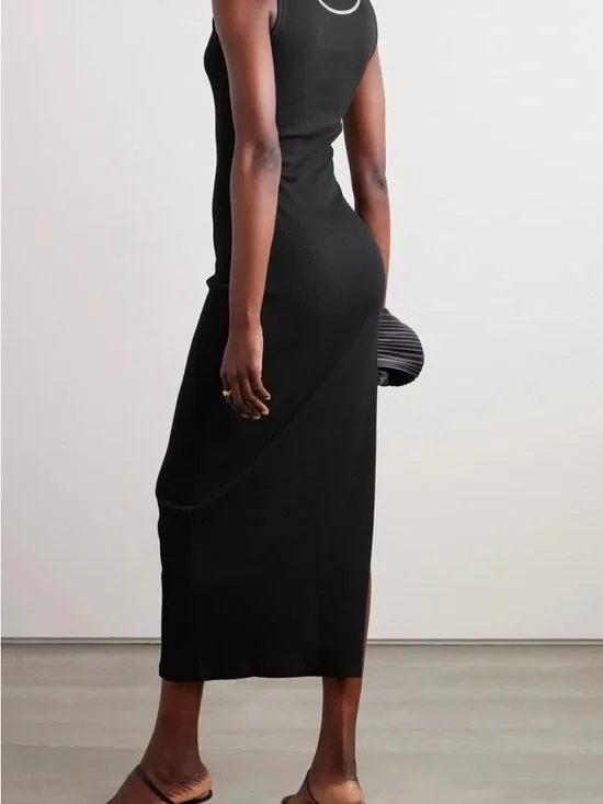 Loewe Black Sleeveless Ribbed Maxi Tank Dress - Picture 3 of 8